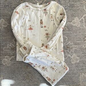 Kids Cream Pajamas with Ballet Print